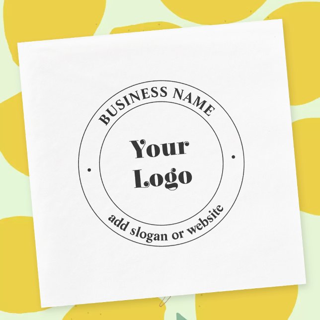Serviette En Papier Logo d'entreprise et texte promotionnel | Blanc (Créateur téléchargé)