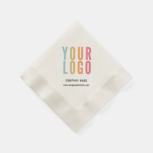 Serviette En Papier Logo d'entreprise Événement Minimaliste Ecru