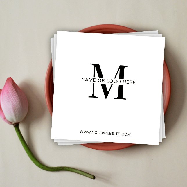 Serviette En Papier Logo d'entreprise minimal personnalisé (Simple branded business napkins with your monogram, business name or logo)