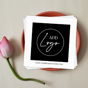 Serviette En Papier Logo d'entreprise minimaliste noir et blanc pour l