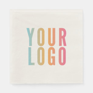Serviette En Papier Logo d'entreprise moderne écru promotionnel