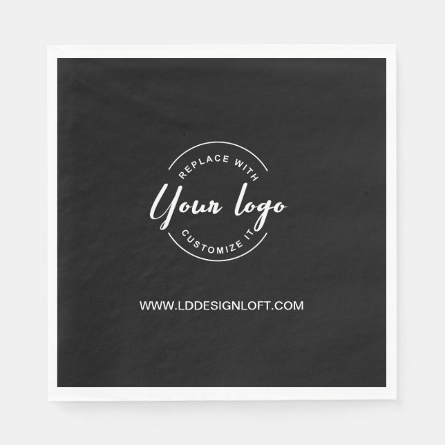 Serviette En Papier Logo d'entreprise personnalisable noir site Web (Devant)