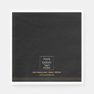 Serviette En Papier Logo d'entreprise points noirs et or