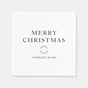 Serviette En Papier Logo d'entreprise simple Noir Blanc Joyeux Noël