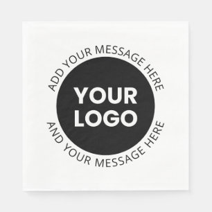 Serviette En Papier Logo d'entreprise & Texte modifiable Blanc & Noir