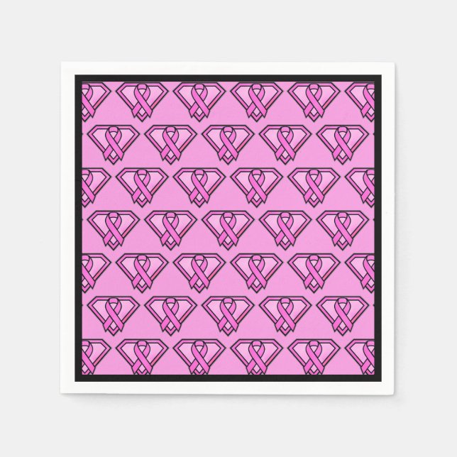 Serviette En Papier Logo Diamond de sensibilisation au cancer du sein  (Devant)
