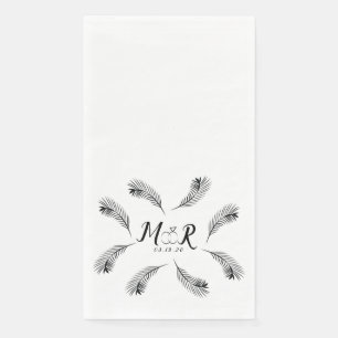 Serviette En Papier Logo du Mariage d'anneau de feuille tropicale Palm