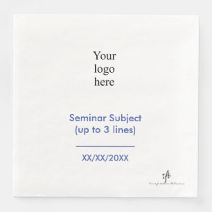Serviette En Papier Logo du séminaire en personne bleu et blanc moyen