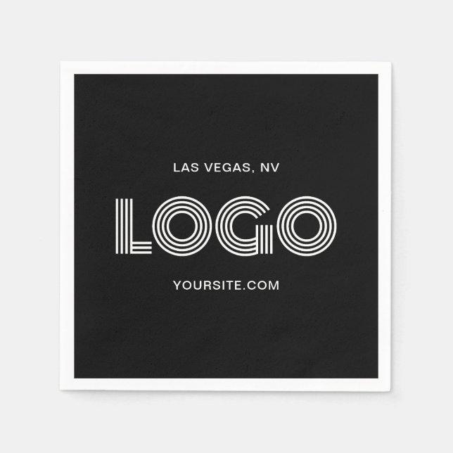 Serviette En Papier Logo moderne noir et blanc (Devant)