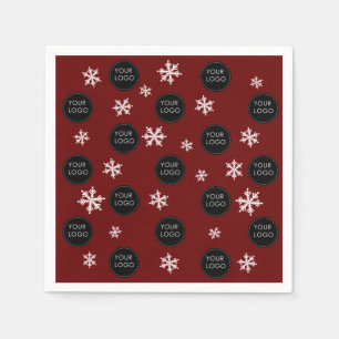 Serviette En Papier Logo Motif Entreprise Affaires Noël Snowflakes