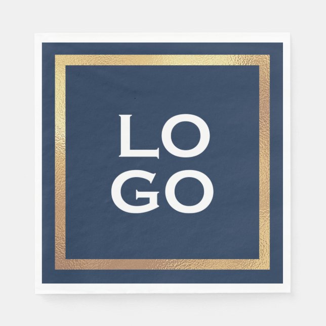Serviette En Papier Logo personnalisé de l'entreprise et cadre doré su (Devant)