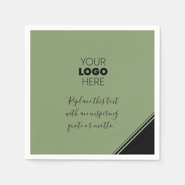 Serviette En Papier Logo Personnalisé Lignes modernes Naples vert noir (Devant)