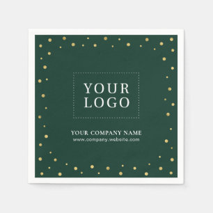 Serviette En Papier Logo promotionnel Green & Gold Confetti Business