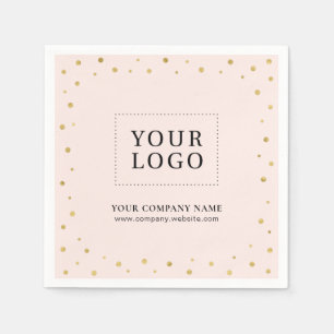 Serviette En Papier Logo promotionnel Pink & Gold Confetti Business