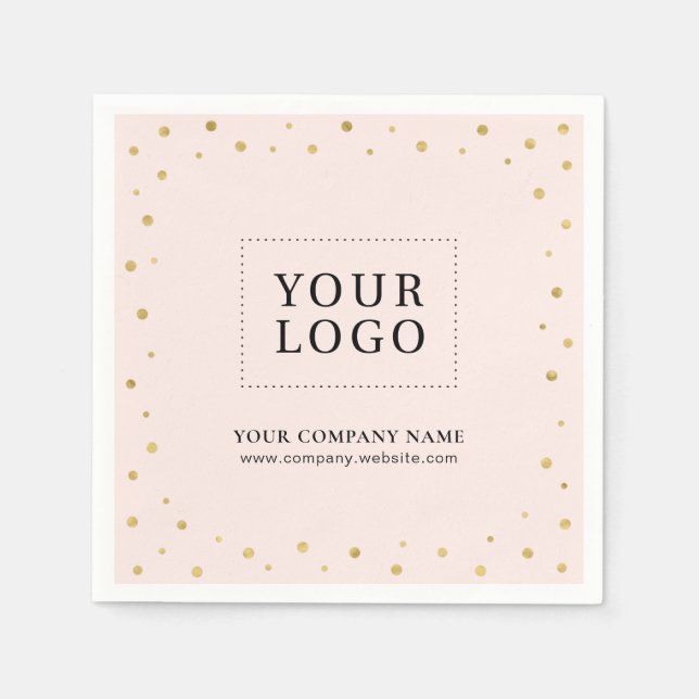 Serviette En Papier Logo promotionnel Pink & Gold Confetti Business (Devant)
