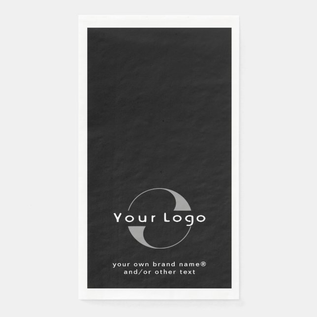 Serviette En Papier Logo sur Black + White Text Company Business Paper (Devant)