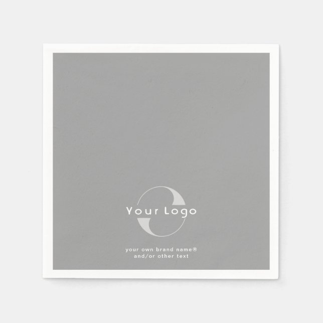 Serviette En Papier Logo sur Grey + White Text Company Business Paper  (Devant)
