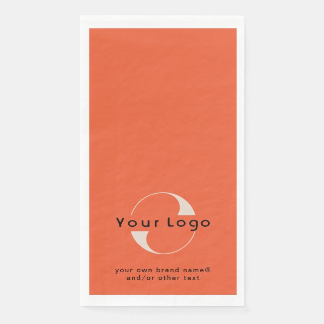 Serviette En Papier Logo sur Orange Red + Black Text Company Business  (Devant)