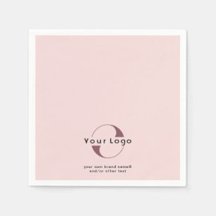 Serviette En Papier Logo + texte sur Blush rose Entreprise Business Pa