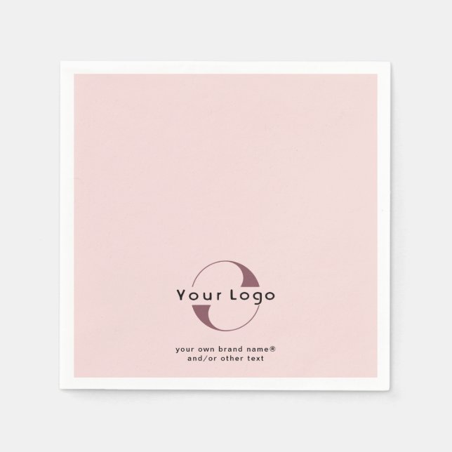 Serviette En Papier Logo + texte sur Blush rose Entreprise Business Pa (Devant)