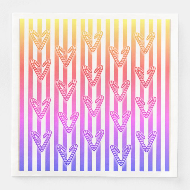 Serviette En Papier Lollipops Coeurs Rayures (Devant)