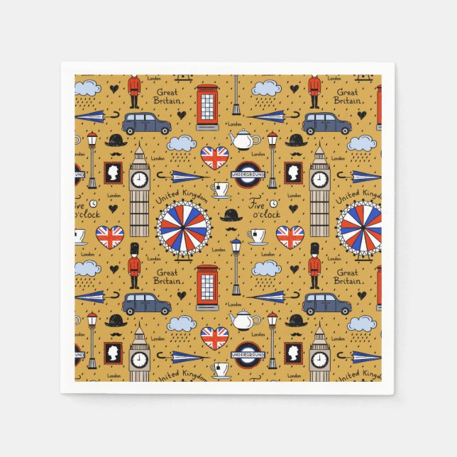 Serviette En Papier London Doodles (Devant)