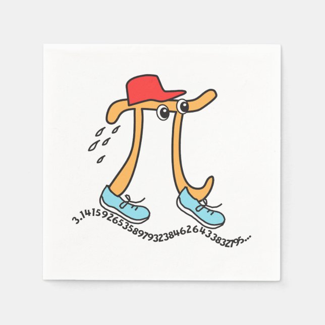Serviette En Papier Long Running Pi © Funny Pi Guy Runner Paper Napkin (Devant)