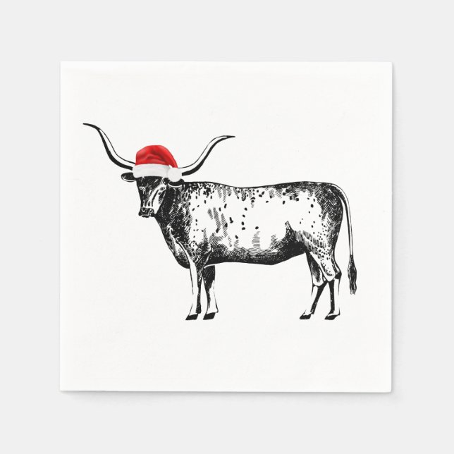 Serviette En Papier Longhorn Christmas Napkin (Devant)