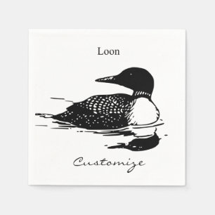 Serviette En Papier Loon Swimming Bird Art Thunder_Cove