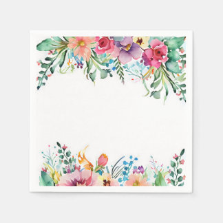 Serviette En Papier Loose Watercolor Flowers Mariage Anniversaire lumi