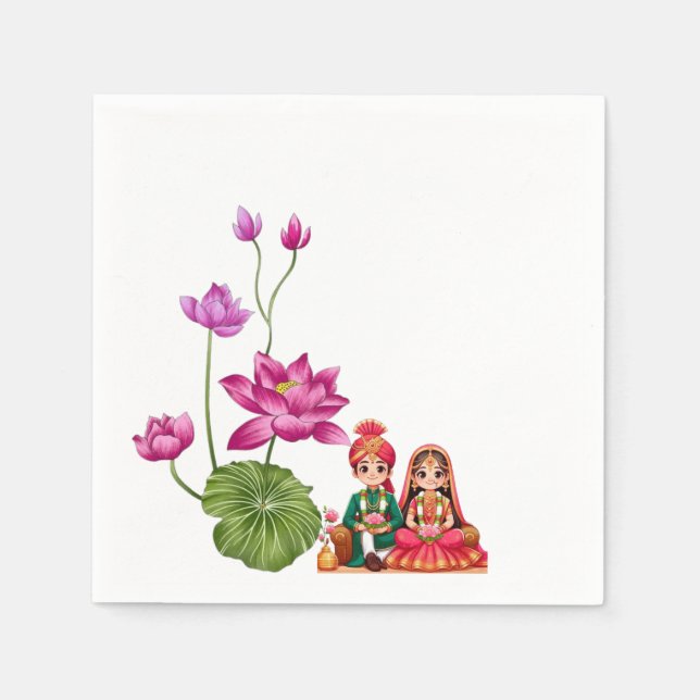 Serviette En Papier Lotus, photo de mariée et de mariée (Devant)