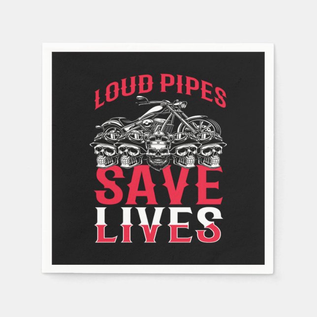 Serviette En Papier Loud Pipes Save Lives Motorcycle Biker (Devant)