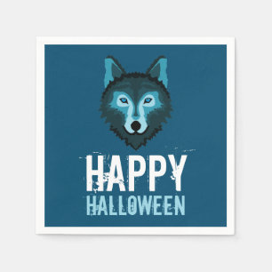 Serviette En Papier Loup Bleu, Bonne Halloween