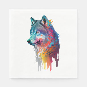 Serviette En Papier Loup coloré