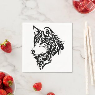 Serviette En Papier Loup tribal