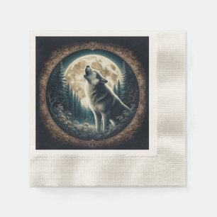 Serviette En Papier Loup vintage et lune classique