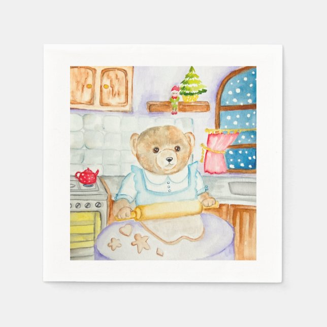 Serviette En Papier L'ours fait cuire du pain d'épices (Devant)