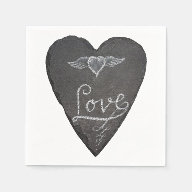 Serviette En Papier Love and Heart in Chalk Chalkboard (Devant)
