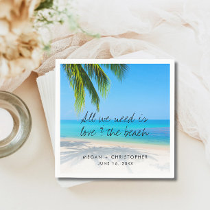 Serviette En Papier Love Beach Citation Palm Tree Destination Mariage