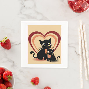 Serviette En Papier Love Black Cats Papier serviettes