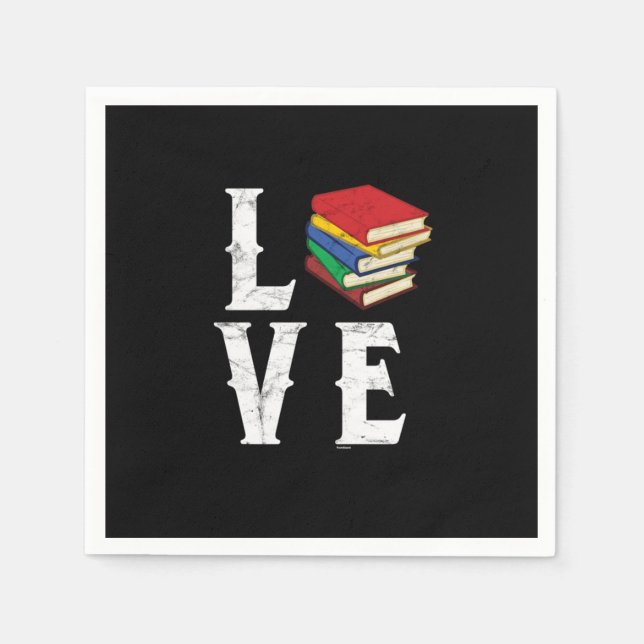 Serviette En Papier Love Books Bookworts Lecteurs Lecture Nerds Geek L (Devant)