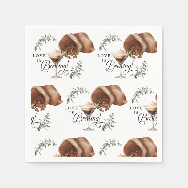 Serviette En Papier Love Brewing | Espresso | Martini | FÊTE DES MARIÉ (Devant)