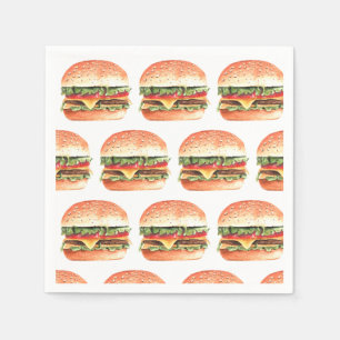 Serviette En Papier Love + Burgers Pique-nique BBQ Couple Enterrement 