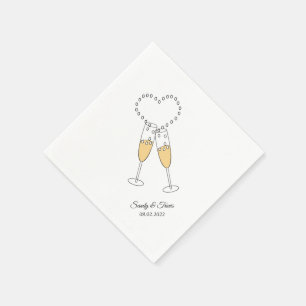 Serviette En Papier Love & Champagne Texte Personnalisé Cocktail Napki