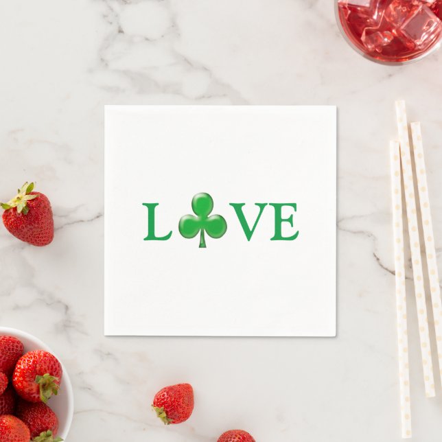 Serviette En Papier Love Green Clover Shamrock St. Patrick's Day paper (En situation)