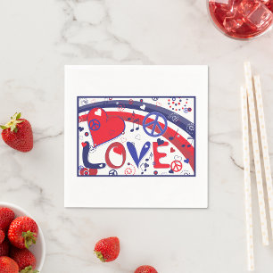 Serviette En Papier Love Hearts Et Notes Musicales Papier