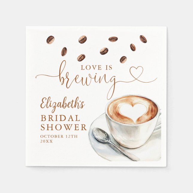 Serviette En Papier Love Is Brewing Coffee Theme Bridal Shower (Devant)