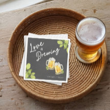 Love Is Brewing Engagement Party Cocktail Napkin