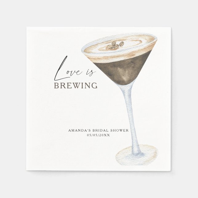 Serviette En Papier Love is Brewing Espresso Martini Enterrement de vi (Devant)