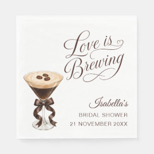 Serviette En Papier Love Is Brewing Espresso Martini Fête de Mariage